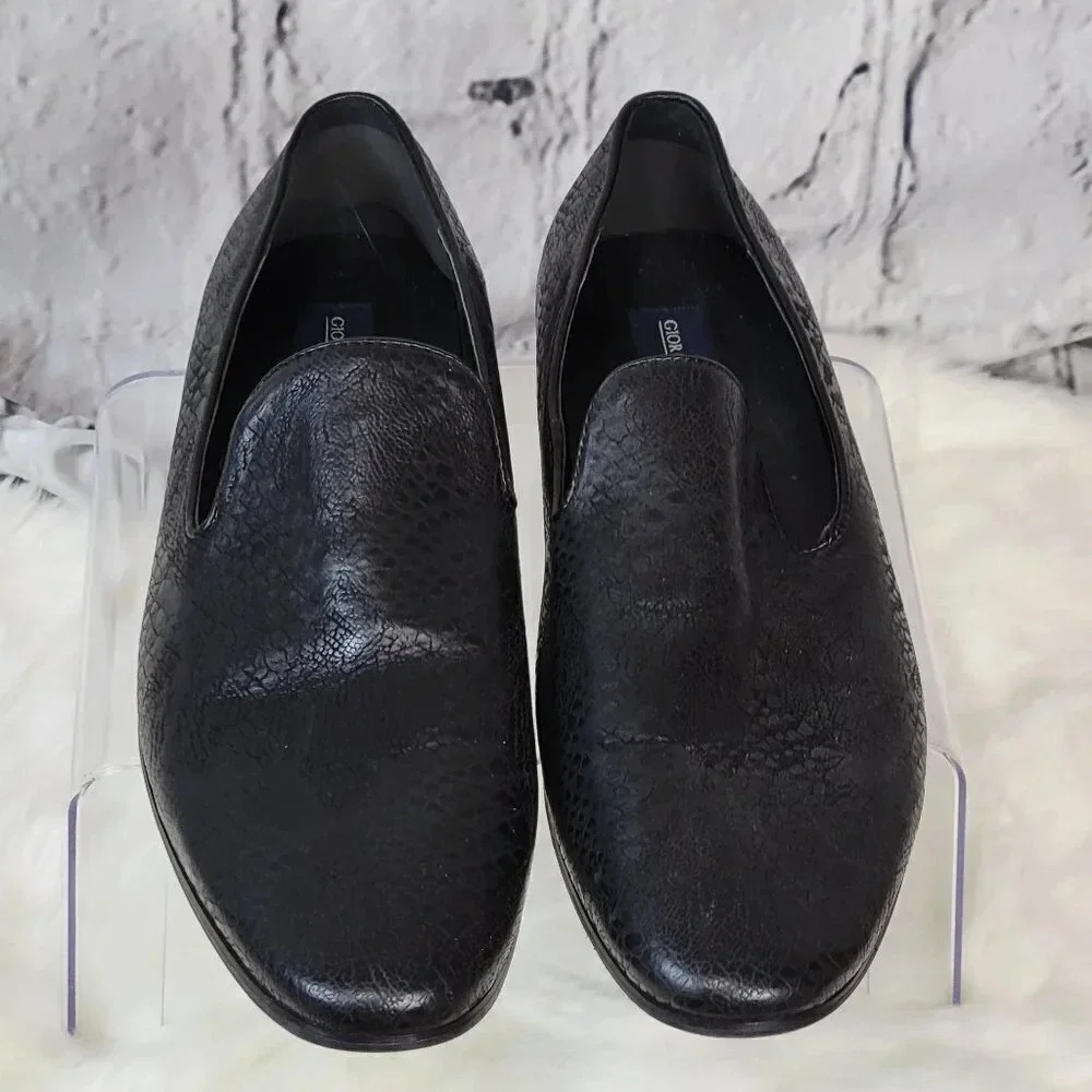 GIORGIO Brutini Black Slip On Loafer Driving Smoking‎ Shoes Mens Business 8.5